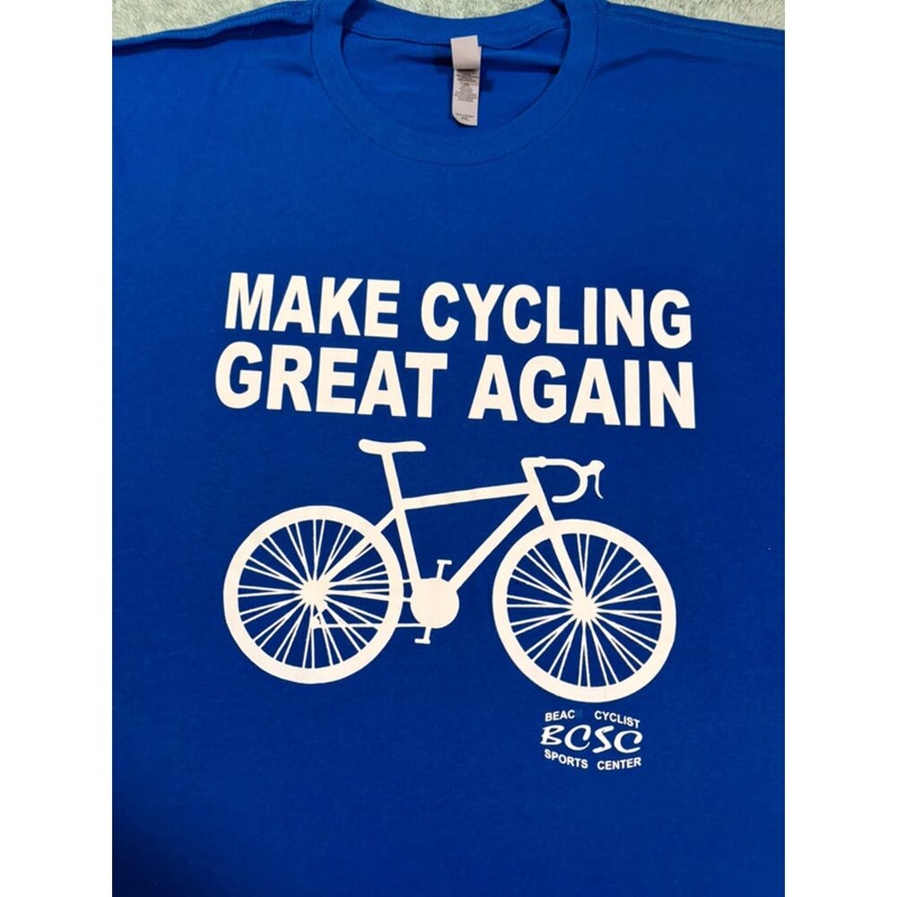 Next Level Make Cycling Great Again Blue T-shirt Size US UK (2XL) - Picture 2 of 12